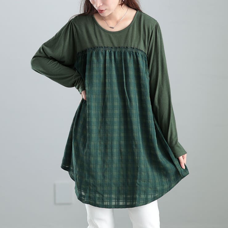 カーキ | 大きいサイズ レディース チュニック | GOLDJAPAN　大きいサイズ専門店