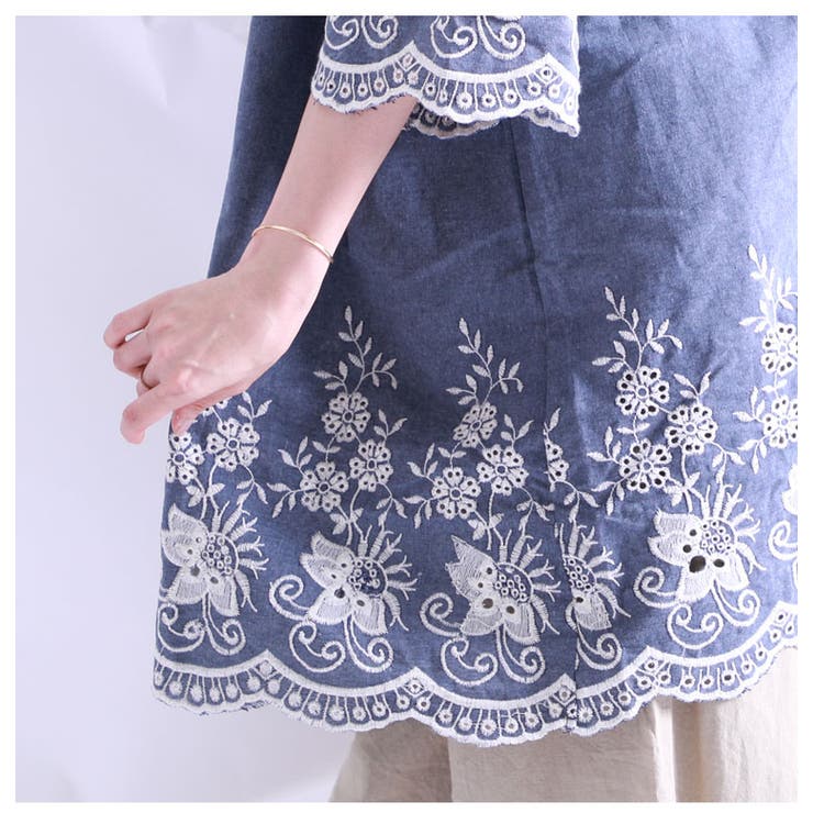 繊細な刺繍の特別な１枚、 刺繍入りチュニックブラウス 大きいサイズ | GOLDJAPAN　大きいサイズ専門店 | 詳細画像11 