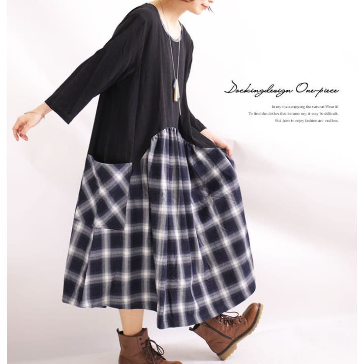 大きなサイドポケットがラフで可愛い チェック柄切り替えワンピース 大きいサイズ 品番 Gj Goldjapan 大きいサイズ 専門店 ゴールドジャパン のレディースファッション通販 Shoplist ショップリスト