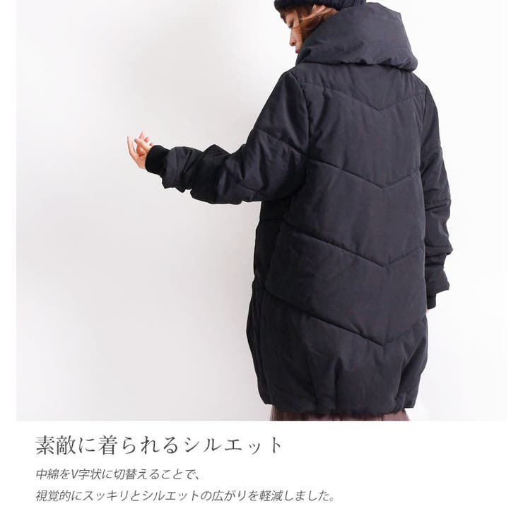 裏ボアショールカラー中綿コート 大きいサイズ レディース | GOLDJAPAN　大きいサイズ専門店 | 詳細画像7 