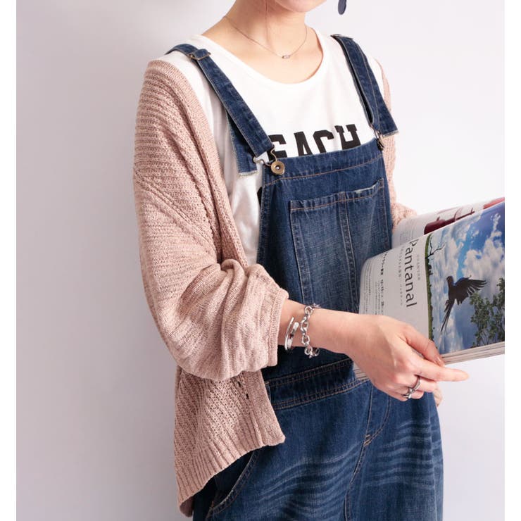 デニムサロペットロングスカート
