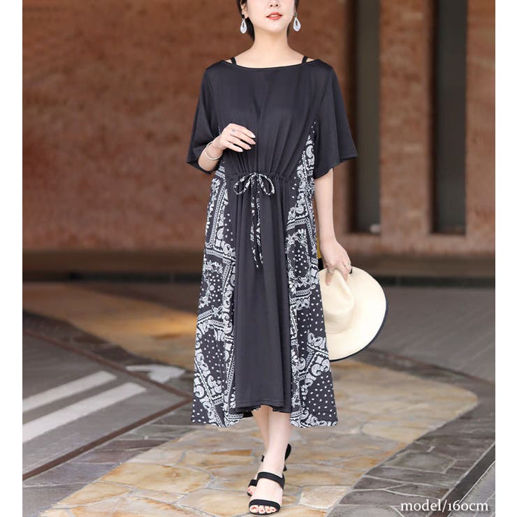 大きいサイズレディース ワンピース バンダナ柄切替えワンピース 品番 Gj Goldjapan 大きいサイズ専門店 ゴールドジャパン のレディースファッション通販 Shoplist ショップリスト