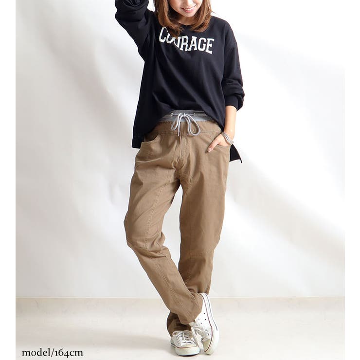 ウエストリブツイルサルエルパンツ