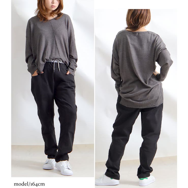 ウエストリブツイルサルエルパンツ