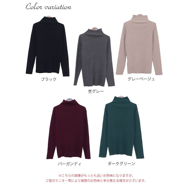 タートルネックリブニット