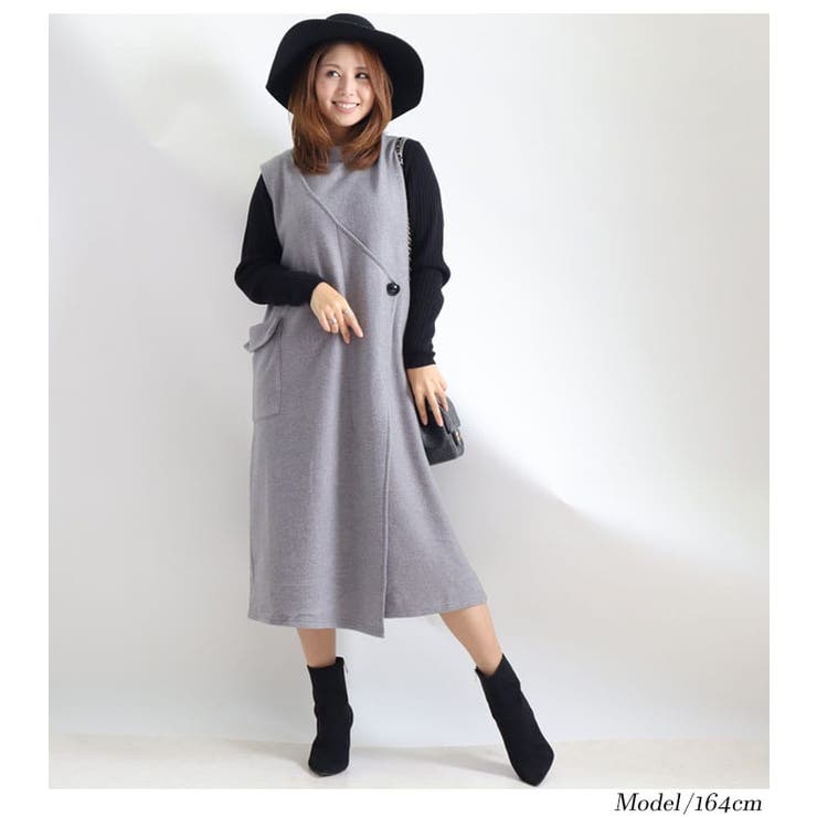 12周年記念イベントが 大きいサイズレディース ワンピース 表起毛ハイネックノースリーブワンピース