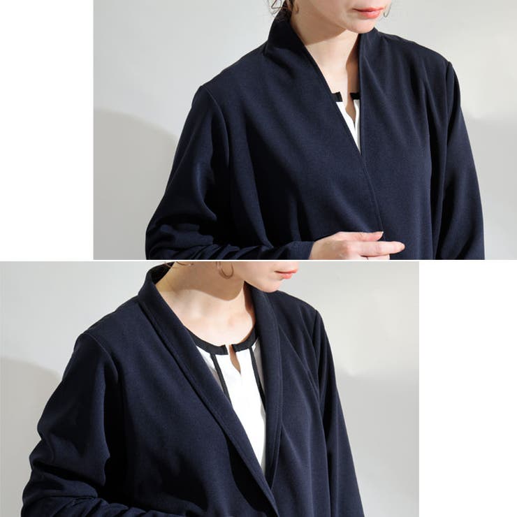 ストレッチカットソーシングルノーカラージャケット