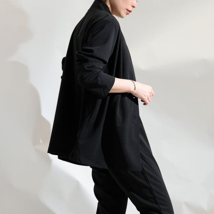 ストレッチカットソーシングルノーカラージャケット