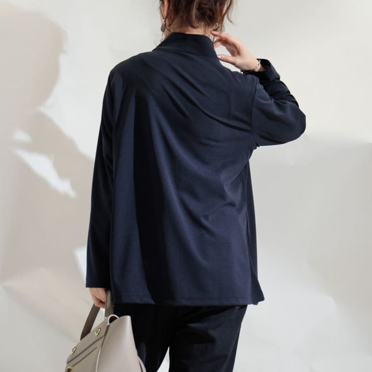 ストレッチカットソーシングルノーカラージャケット