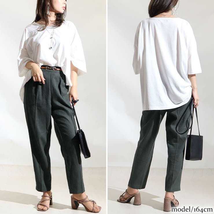 大きいサイズ レディース 接触冷感麻混テーパードパンツ | GOLDJAPAN　大きいサイズ専門店 | 詳細画像8 