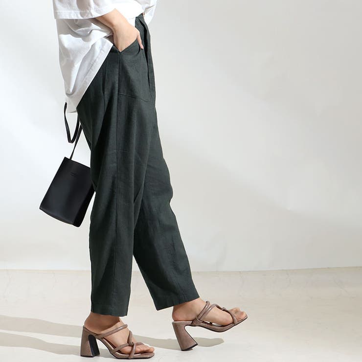 大きいサイズ レディース 接触冷感麻混テーパードパンツ | GOLDJAPAN　大きいサイズ専門店 | 詳細画像9 