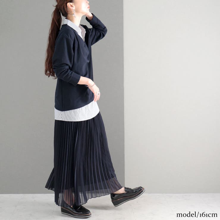 フェイクシャツワッフルプルオーバー