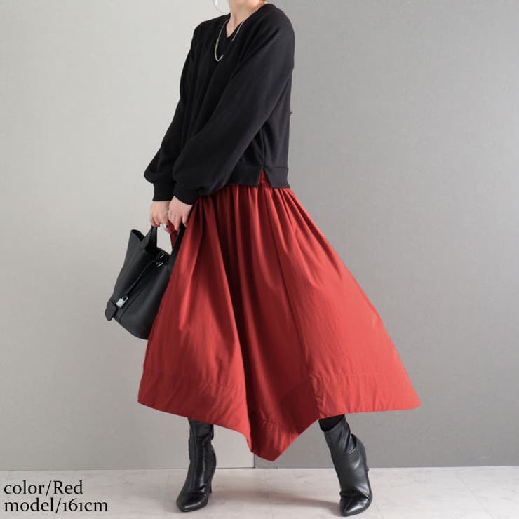 【エスパン】赤ワンピース2039 ZARA - ZARA ZW COLLECTION サテン ロングワンピース リボン