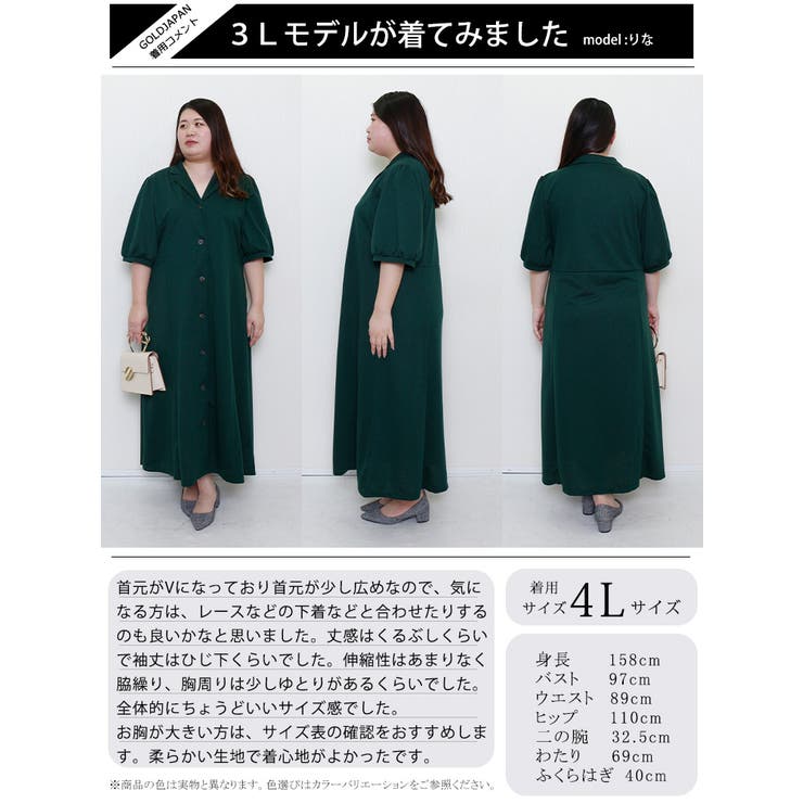 パフスリーブ開襟シャツワンピース