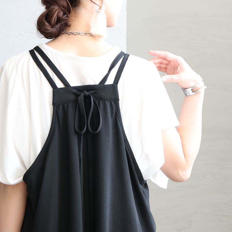 GOLDS♡肩紐チェーン♡ビジュー付き段々フリルレース♡キャミトップス♡黒M an /アン】襟付き/ フロントジップ/ マーメイド / レース切替
