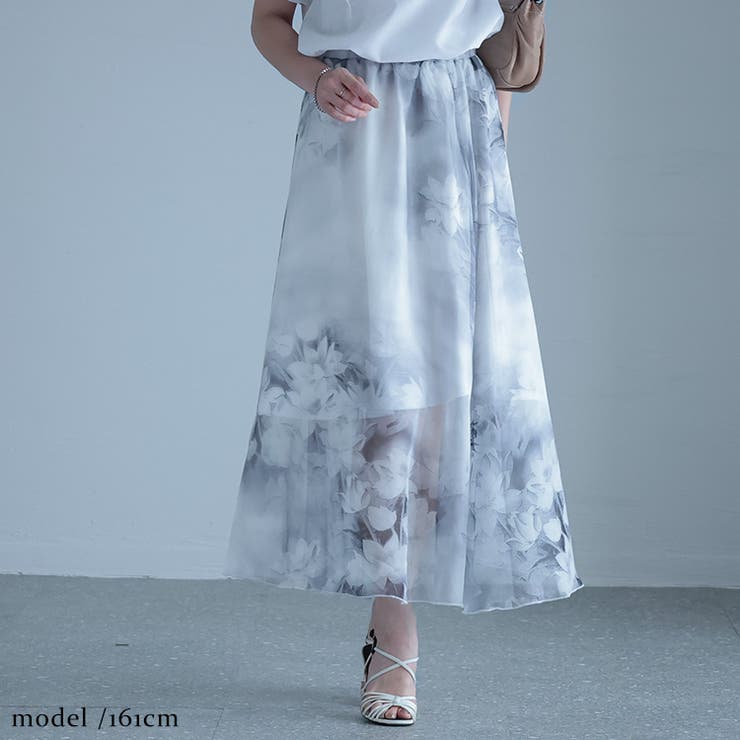 花柄シフォンスカート