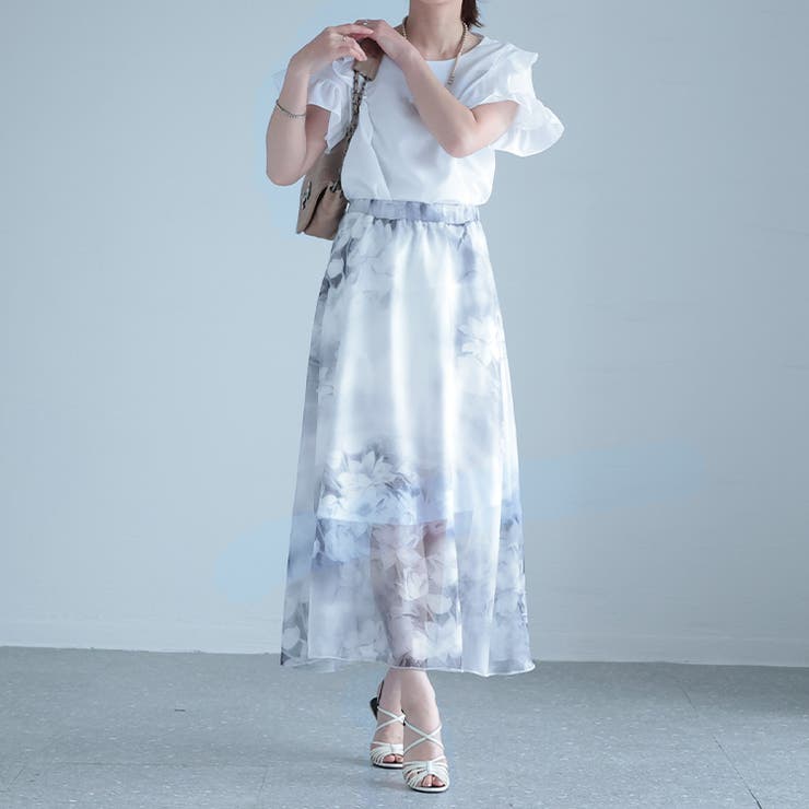 花柄シフォンスカート