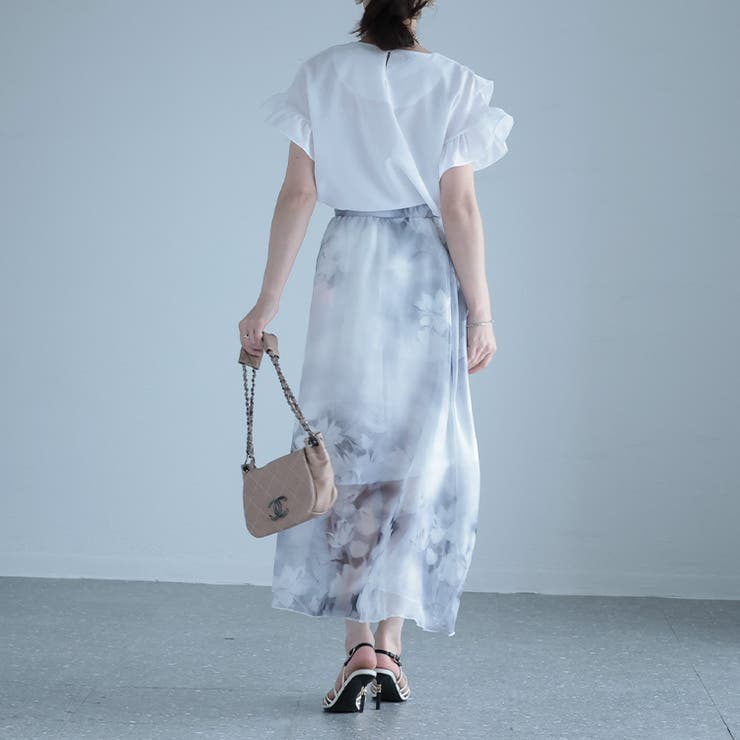 花柄シフォンスカート