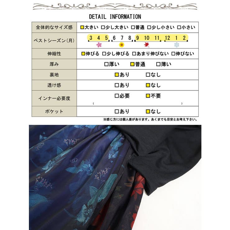 オーガンジー花柄Vネックドッキングワンピース