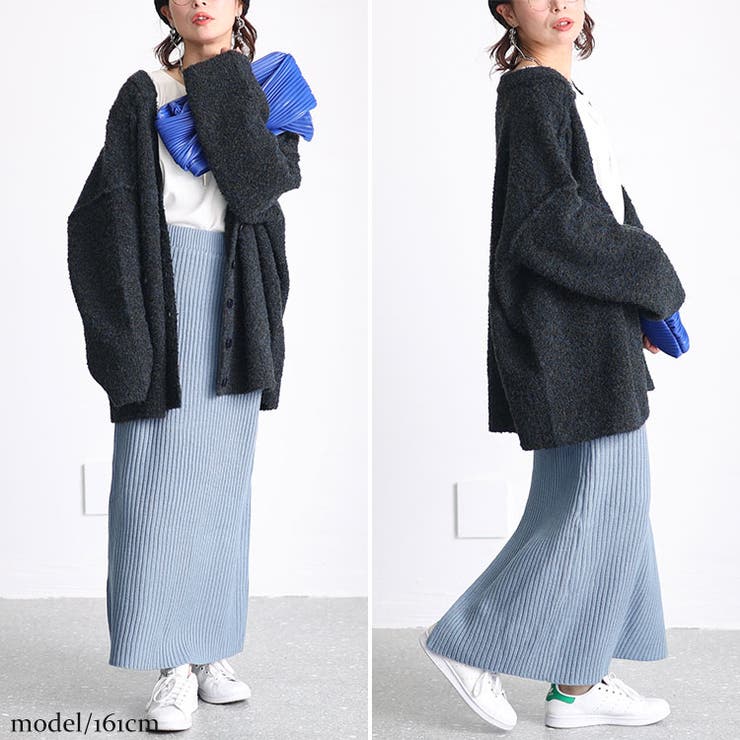 リブニットスリット入りナロースカート
