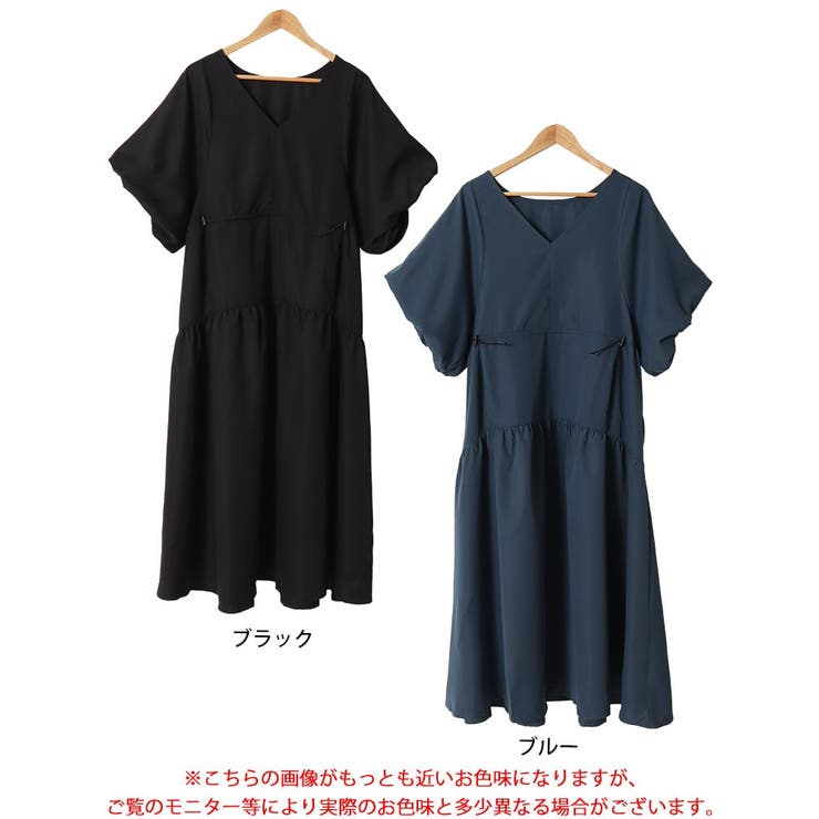 バルーンスリーブドロストギャザーワンピース