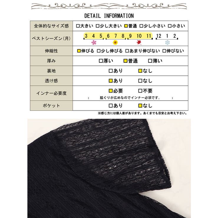 フラワーストライプレースフェイクレイヤードチュニック