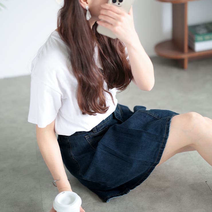 05」ロングデニムスカート(White color/Black color) - Aga