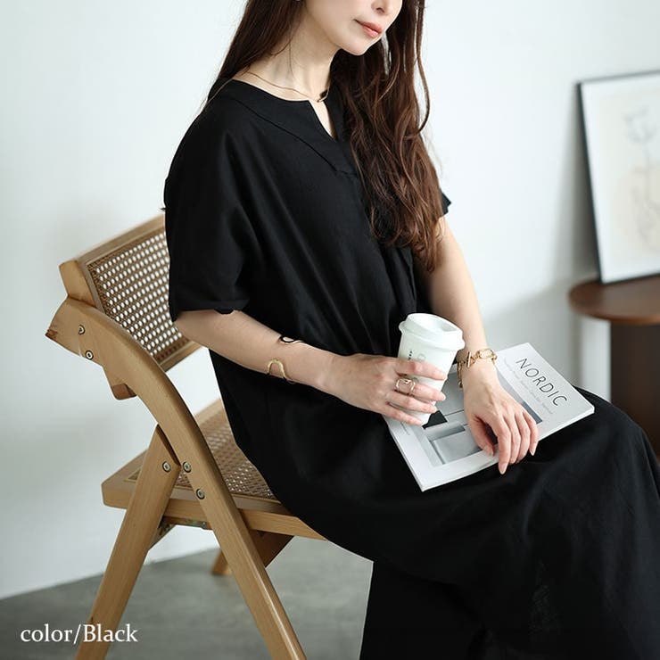 大きいサイズレディース ワンピース キーネックセンタータックドルマンワンピース | GOLDJAPAN　大きいサイズ専門店 | 詳細画像9 