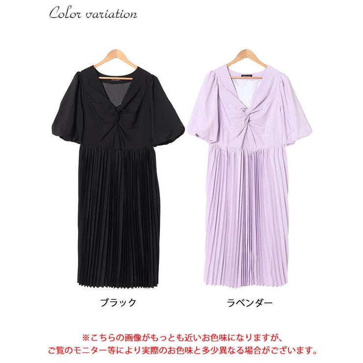 大きいサイズレディース ワンピース ツイストフロントプリーツ切替えパフスリーブワ… | GOLDJAPAN　大きいサイズ専門店 | 詳細画像16 