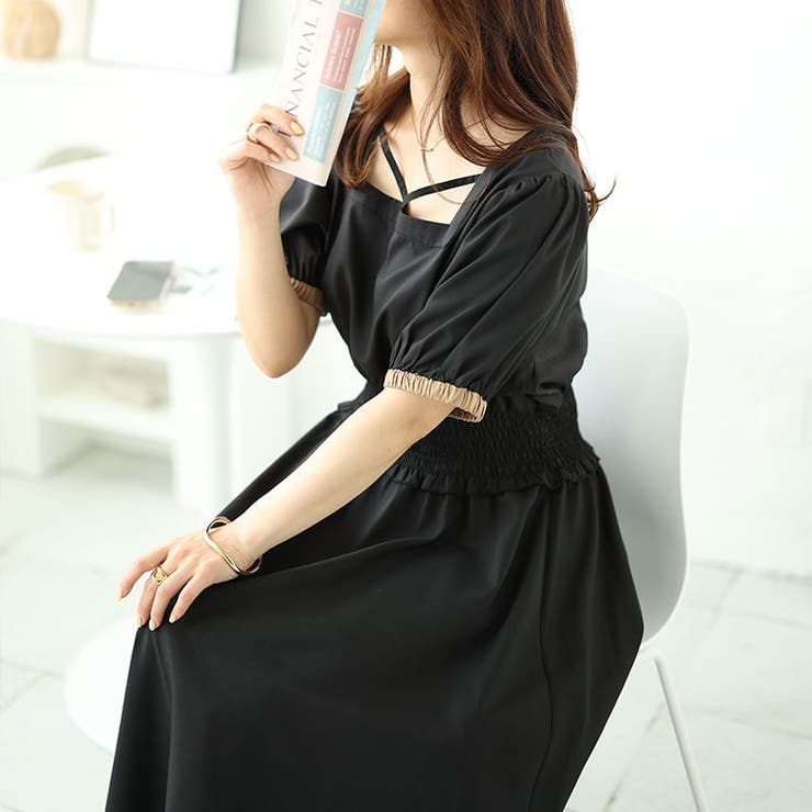 大きいサイズレディース ワンピース 配色クロスネックワンピース | GOLDJAPAN　大きいサイズ専門店 | 詳細画像10 