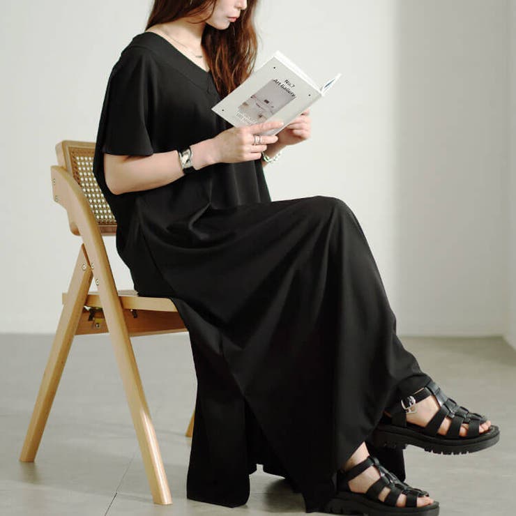 大きいサイズレディース ワンピース フレンチスリーブVネックワンピース | GOLDJAPAN　大きいサイズ専門店 | 詳細画像6 