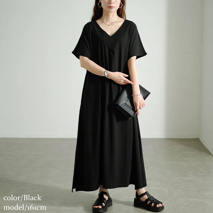 大きいサイズレディース ワンピース フレンチスリーブVネックワンピース | GOLDJAPAN　大きいサイズ専門店 | 詳細画像8 