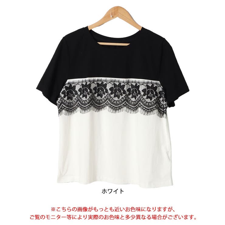 レース切替えバイカラーTシャツ