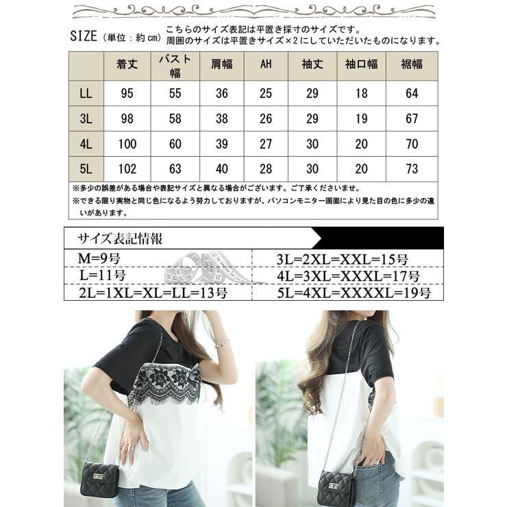 レース切替えバイカラーTシャツ