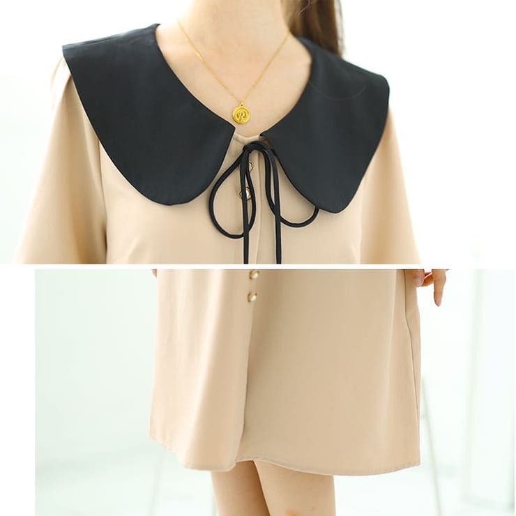 大きいサイズレディース ワンピース 襟付きバイカラーミディ丈ワンピース | GOLDJAPAN　大きいサイズ専門店 | 詳細画像6 