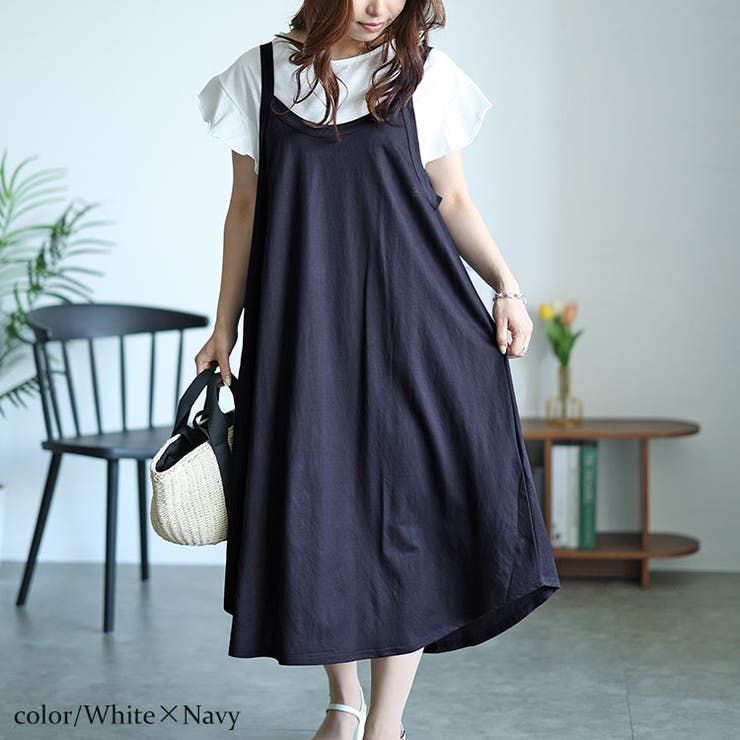 大きいサイズレディース ワンピース フリル袖Tシャツ＆キャミワンピース2点セット | GOLDJAPAN　大きいサイズ専門店 | 詳細画像7 