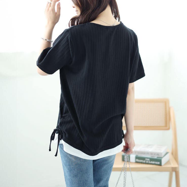 未着用品【Jines】38サイズ カットソー セール】背中空きショルダータックトップス（Tシャツ/カットソー