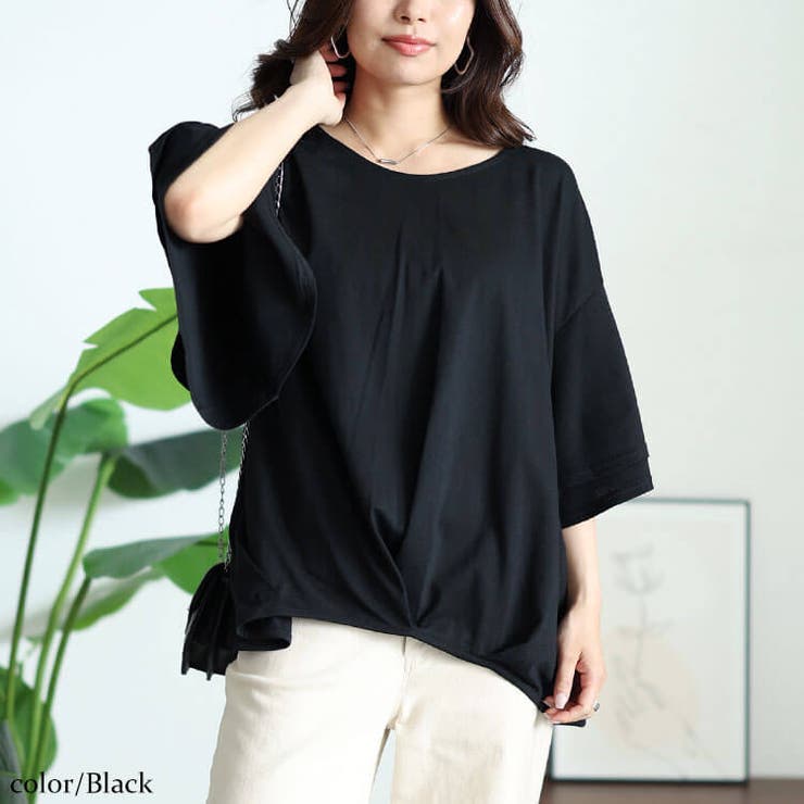 裾タックティアードスリーブプルオーバー