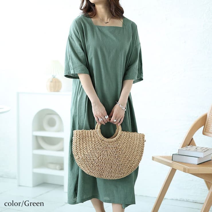 大きいサイズレディース ワンピース スクエアネックコクーンワンピース | GOLDJAPAN　大きいサイズ専門店 | 詳細画像12 