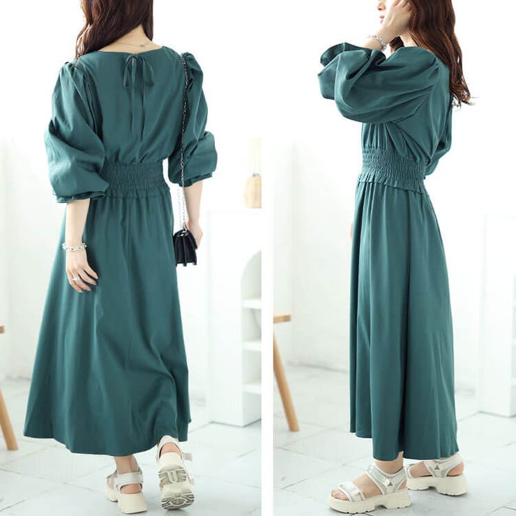 大きいサイズレディース ワンピース ハートネックウエストシャーリングワンピース | GOLDJAPAN　大きいサイズ専門店 | 詳細画像9 