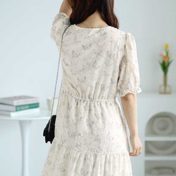 大きいサイズレディース ワンピース 蝶々柄ウエストリボンロングワンピース | GOLDJAPAN　大きいサイズ専門店 | 詳細画像12 