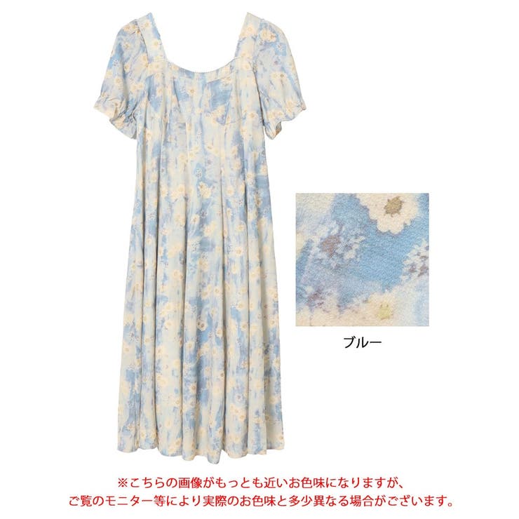 大きいサイズレディース ワンピース パールネック花柄ロング