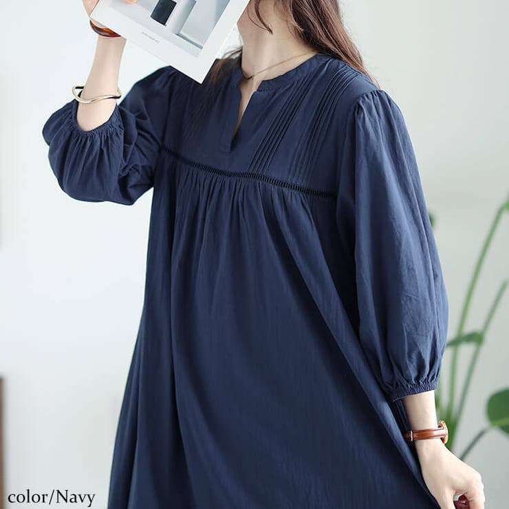 大きいサイズレディース ワンピース ピンタックコットンティアードワンピース | GOLDJAPAN　大きいサイズ専門店 | 詳細画像6 