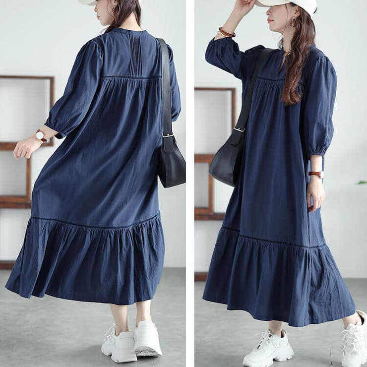 大きいサイズレディース ワンピース ピンタックコットンティアードワンピース | GOLDJAPAN　大きいサイズ専門店 | 詳細画像9 