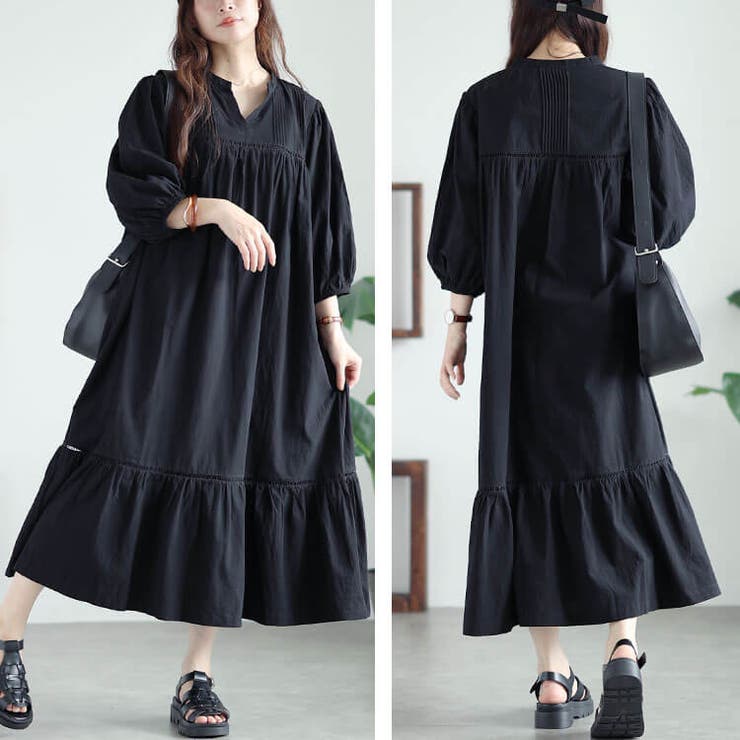 大きいサイズレディース ワンピース ピンタックコットンティアードワンピース | GOLDJAPAN　大きいサイズ専門店 | 詳細画像13 