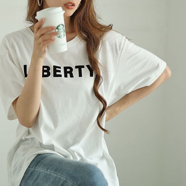 フロッキープリントロゴTシャツ