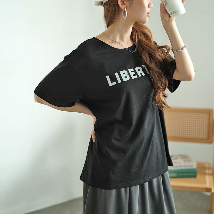 フロッキープリントロゴTシャツ