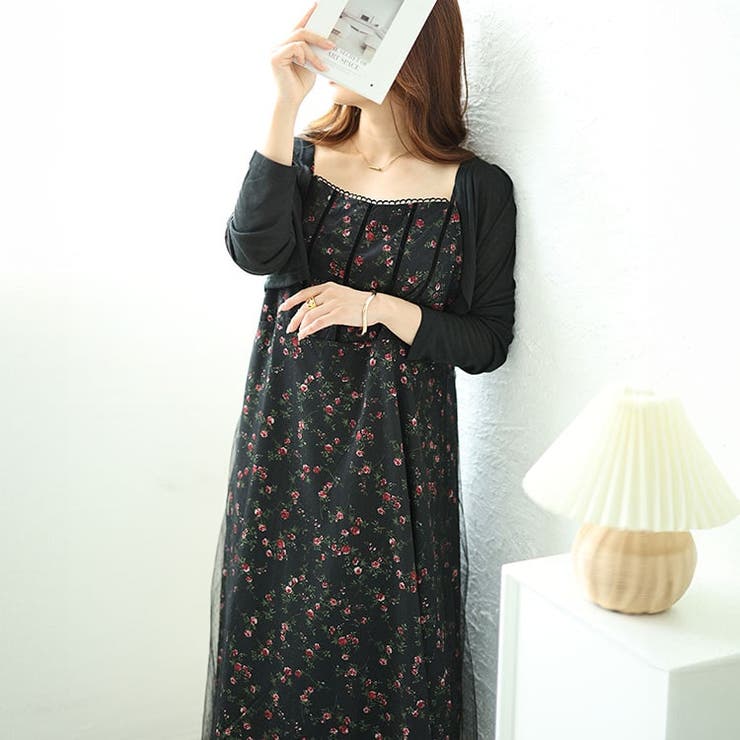 大きいサイズレディース ワンピース ボレロ＆ドットチュールレイヤード花柄キャミワ… | GOLDJAPAN　大きいサイズ専門店 | 詳細画像12 
