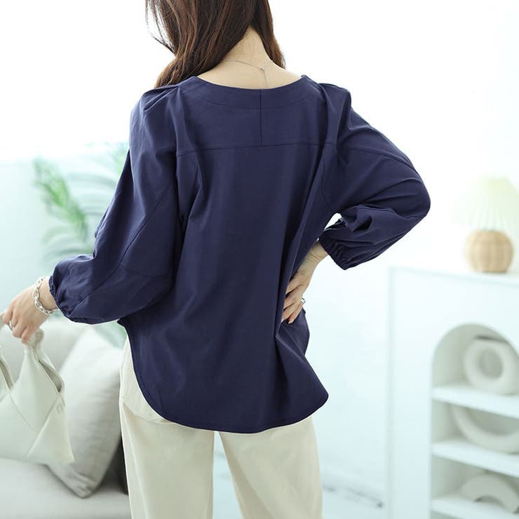 大きいサイズレディース トップス 肩タックボリュームスリーブキーネックプルオーバ… | GOLDJAPAN　大きいサイズ専門店 | 詳細画像7 