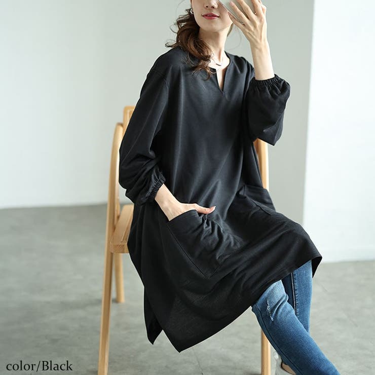 キーネックイレヘムチュニック